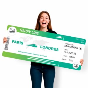 Faux billet de train a personnaliser en ligne VERT