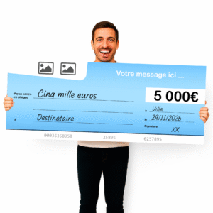 Cheque geant personnalisé pour remise de dons