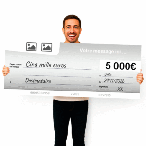 Temple cheque geant personnalise argenté