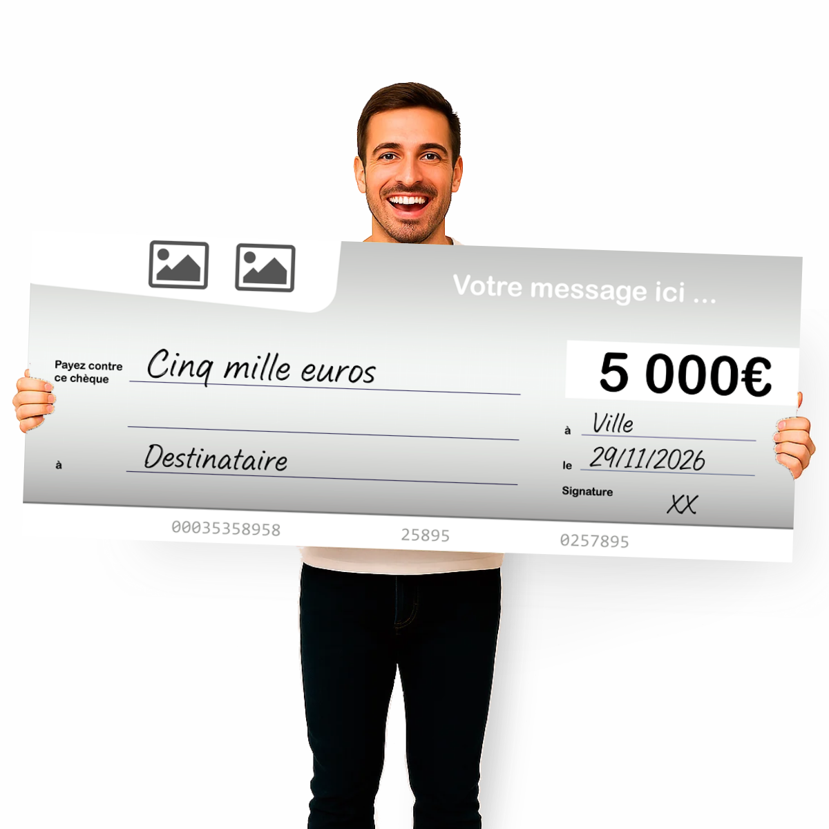 Temple cheque geant personnalise argenté Temple cheque geant personnalise argenté