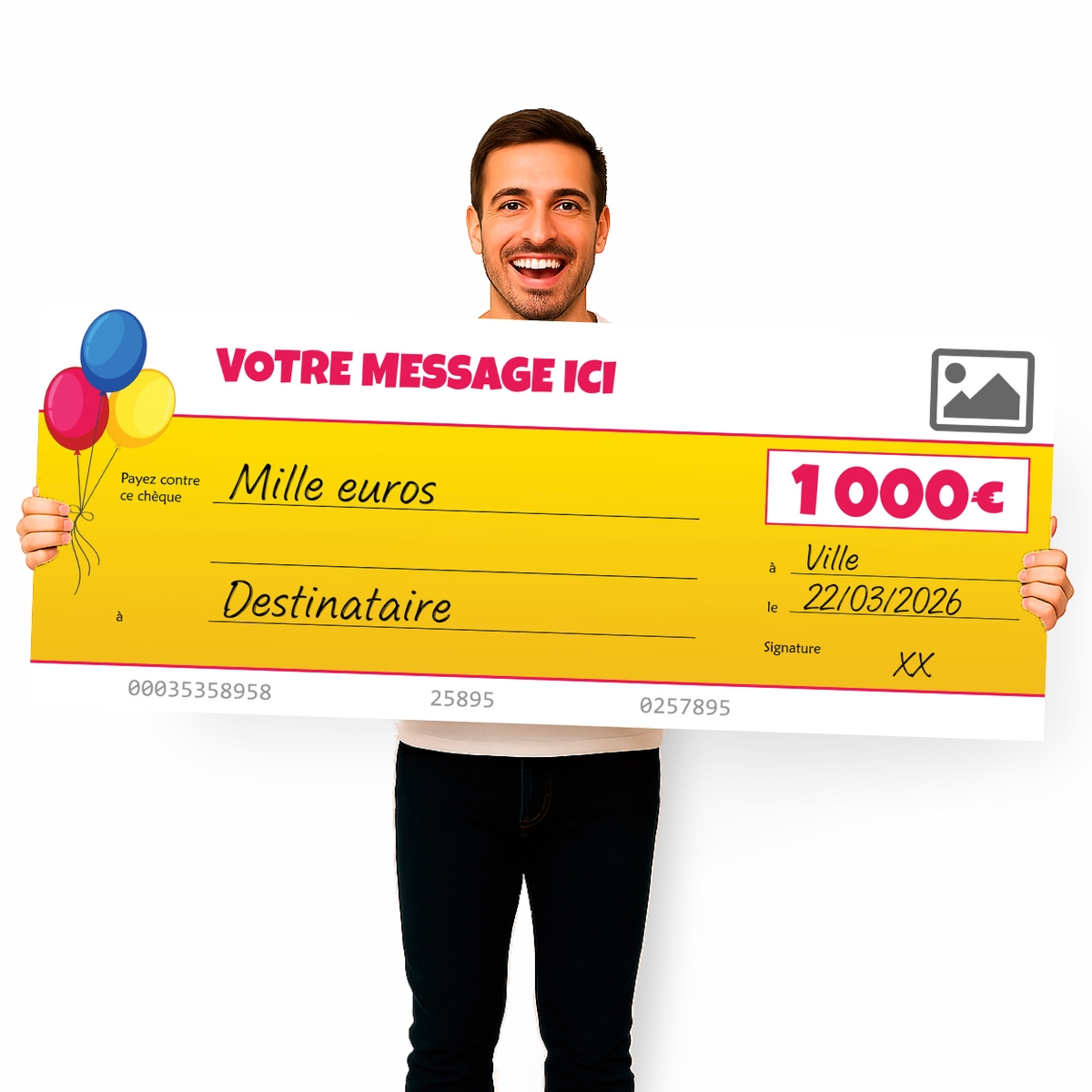 Modele chèque géant anniversaire personnalisable