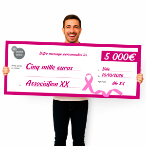 Cheque factice geant remise de don Octobre Rose