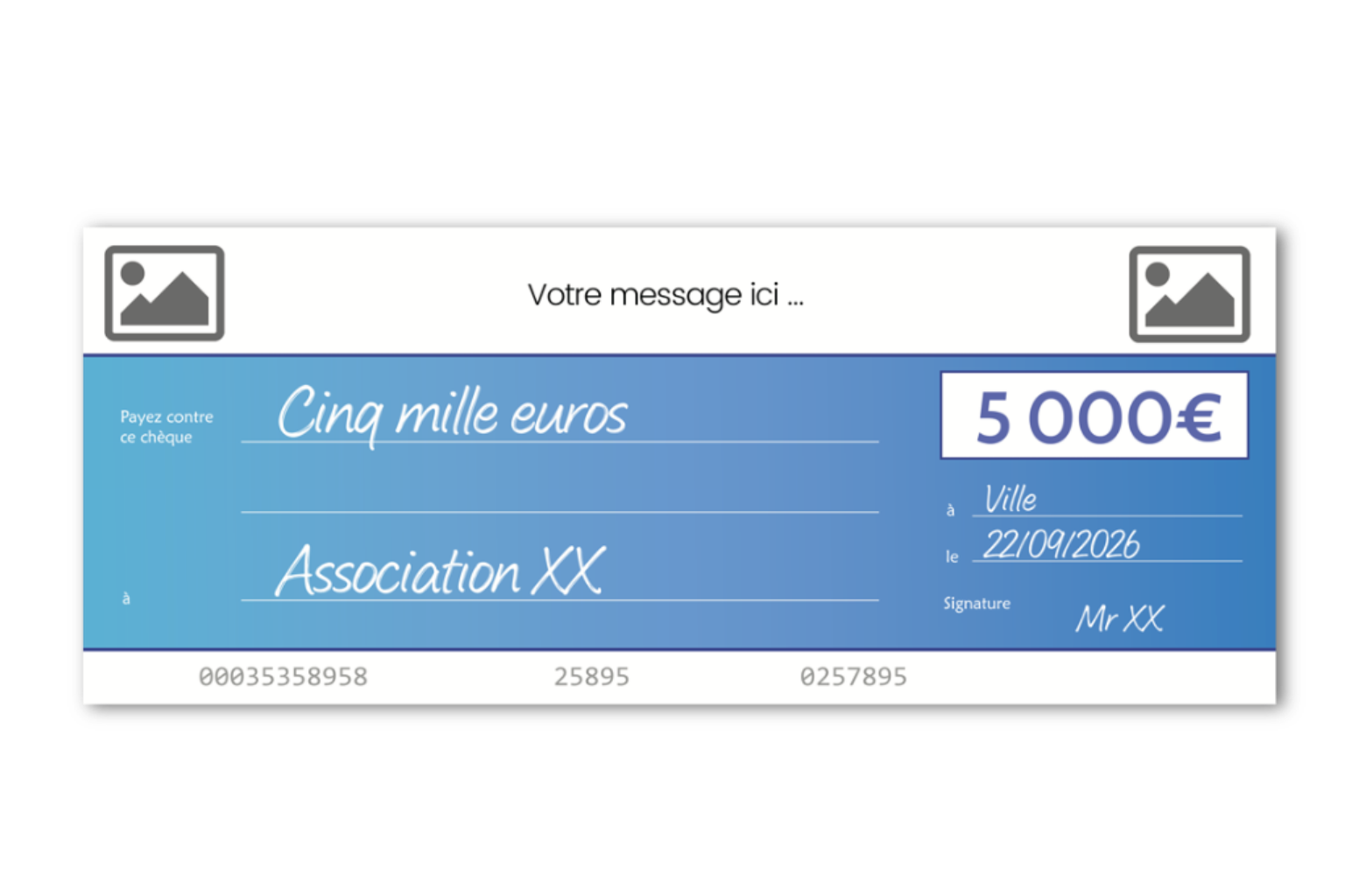 Cheque factice geant a imprimer bleu Cheque factice geant a imprimer bleu