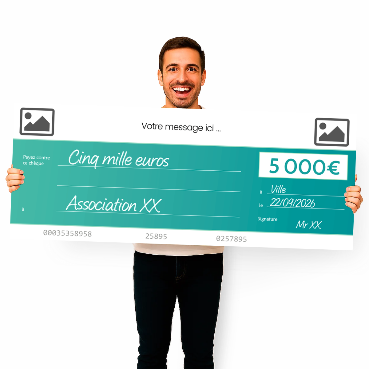 Cheque factice geant personnalisable vert Cheque factice geant personnalisable vert