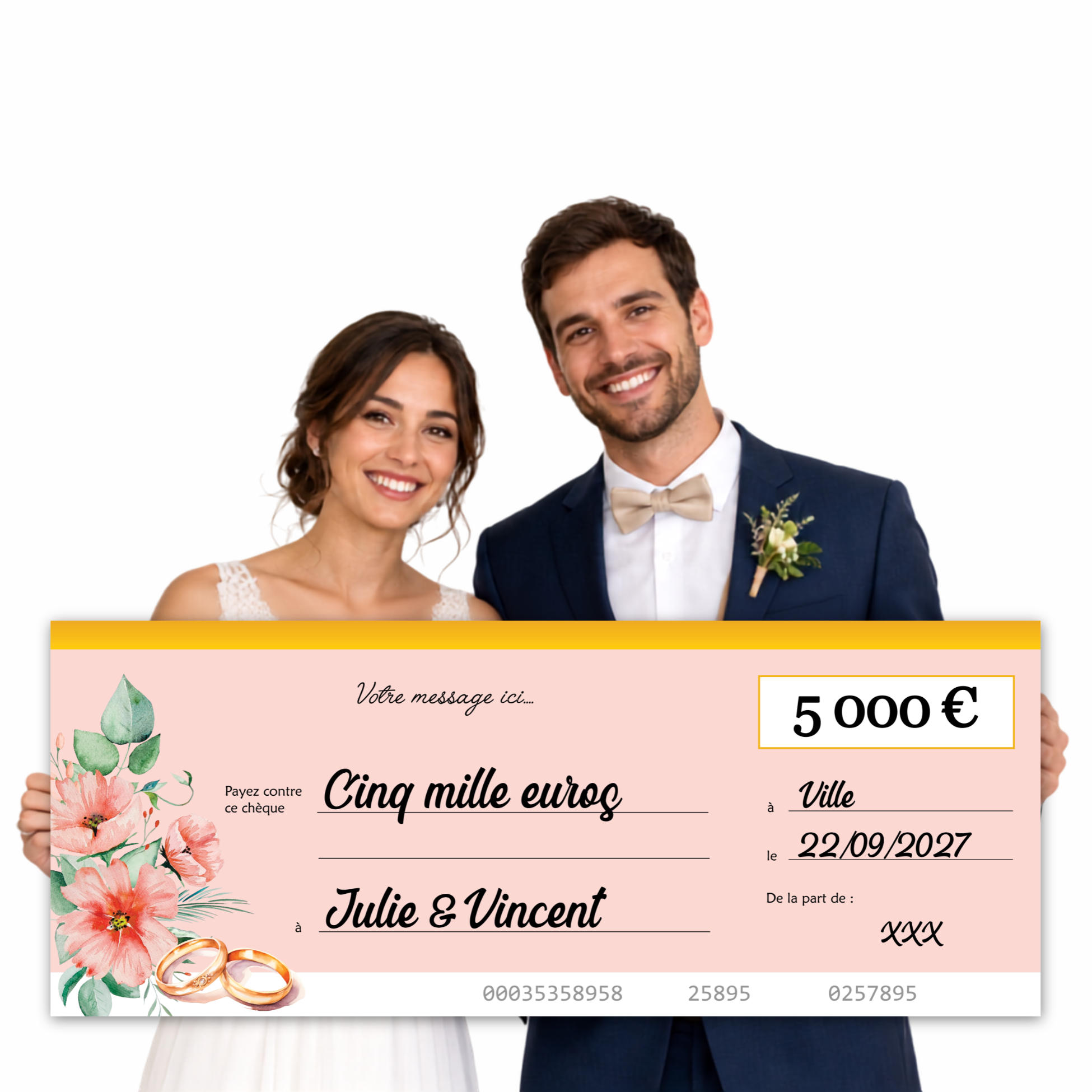 Cheque geant cadeau de mariage Cheque geant cadeau de mariage