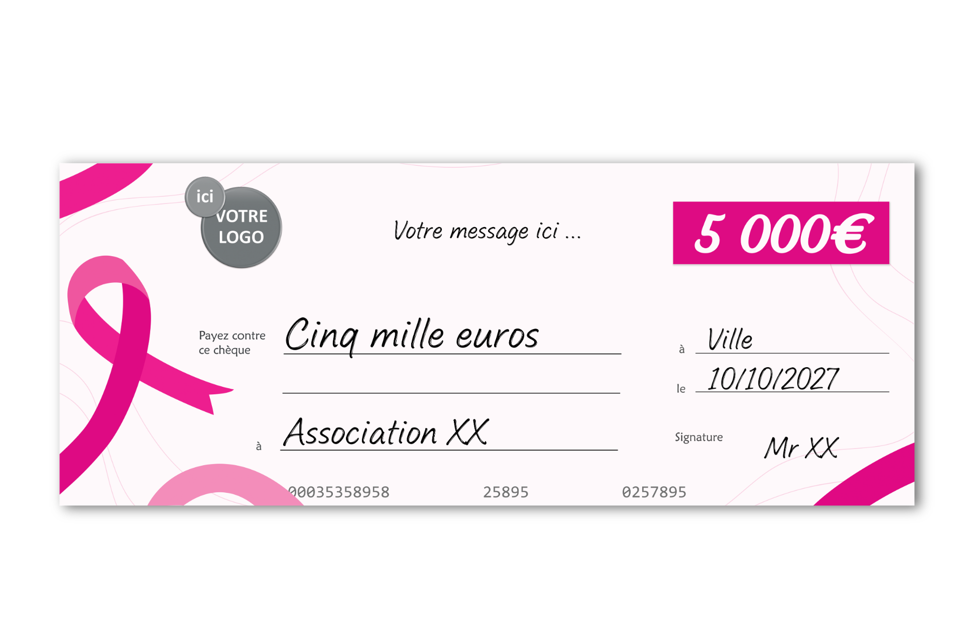 Faux Cheque géant Don Octobre Rose Faux Cheque géant Don Octobre Rose