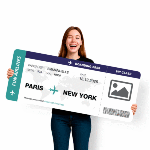 Carte d'embarquement géante cadeau à personnaliser