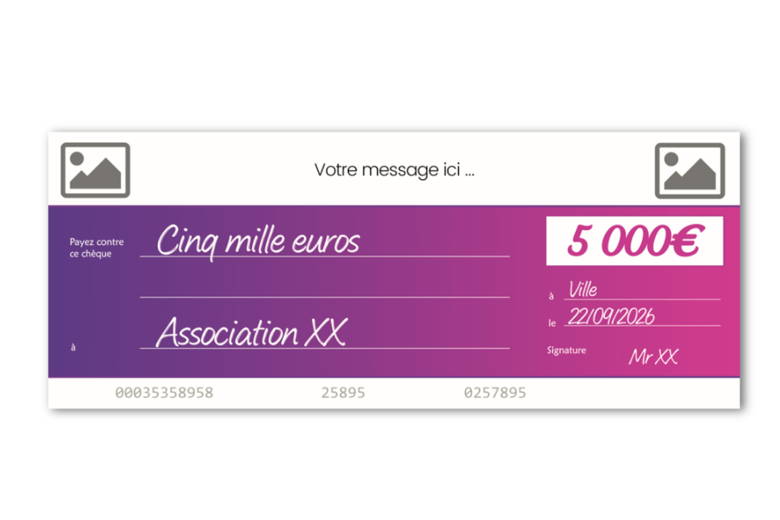 Cheque factice geant imprimeur purple bloom Cheque factice geant imprimeur purple bloom