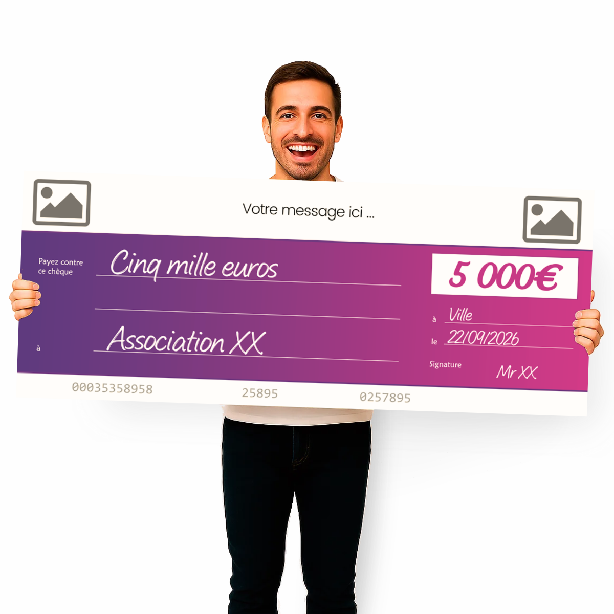 Cheque factice geant template purple bloom Cheque factice geant template purple bloom